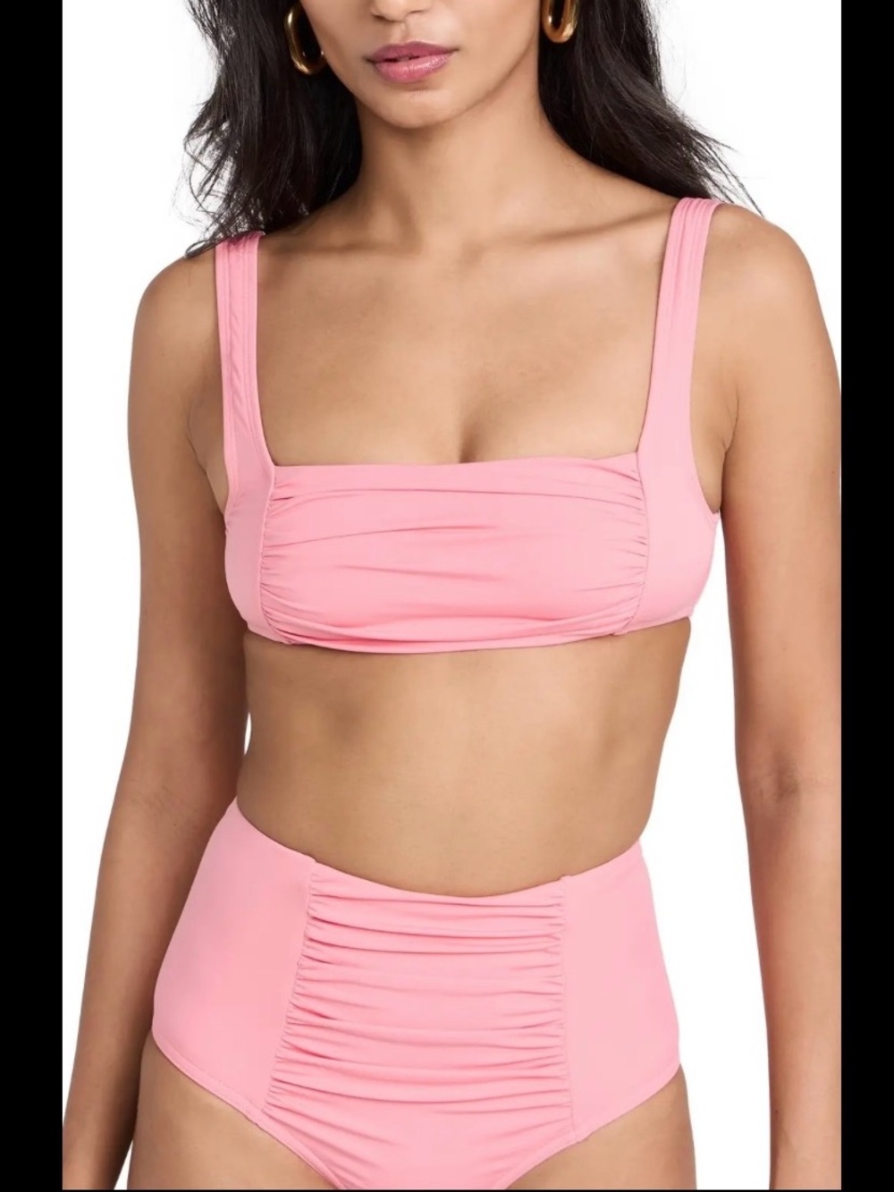 STAUD Pink Ruched High-Waist Bikini Set NWT